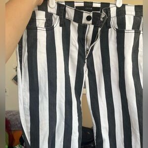 Joe's Jeans Monochrome Striped Pants size 30 black white beetle juice the skinny